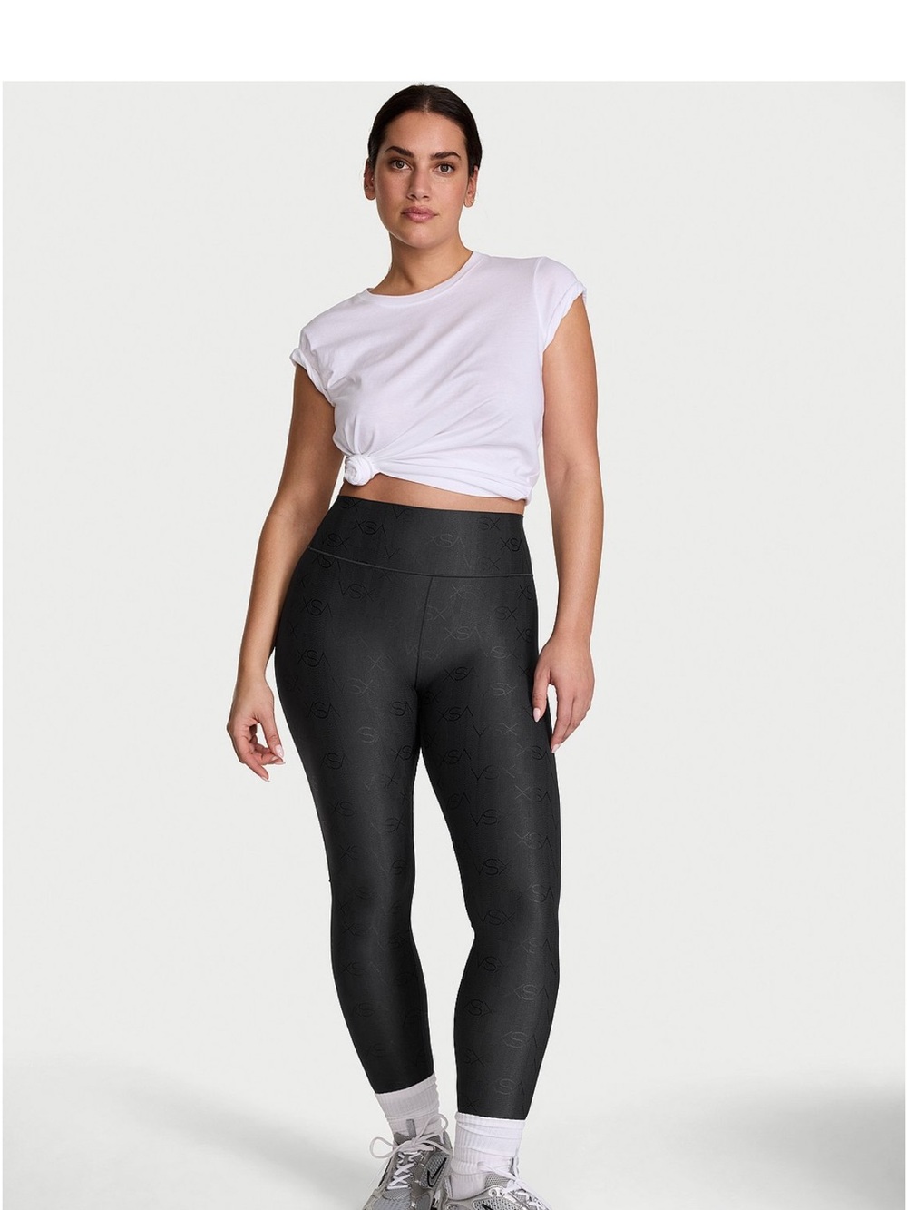 Victoria's Secret Black High-Waist Leggings with Tonal Logo